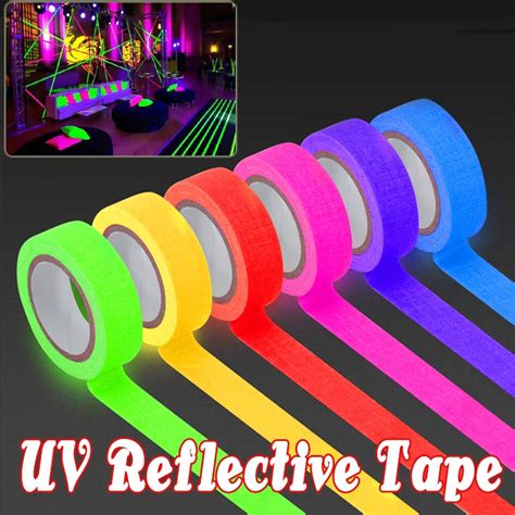 5Meter 6 Colors Neon Gaffer Cloth Tape Fluorescent Rainbow Color Party