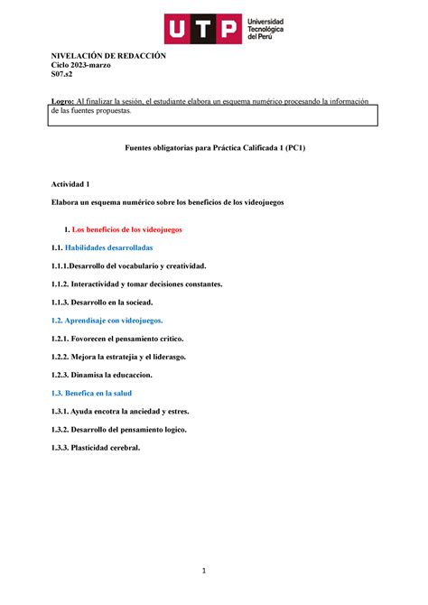 Esquema Numerico ESPERO LES SIRVA NIVELACIÓN DE REDACCIÓN Ciclo