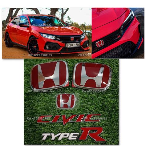 Honda Fc Type R Civic Fc Red Logo Emblem For Honda Civic Fc Shopee