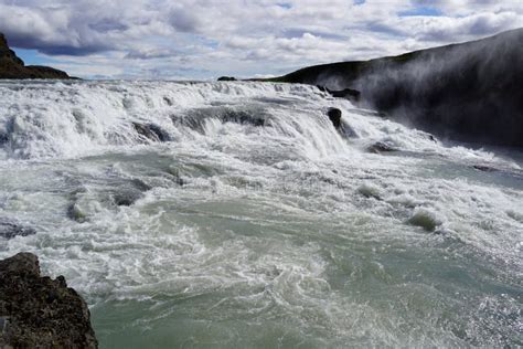 Gullfoss Powerful Cascade Waterfall In Iceland Stock Image Image Of