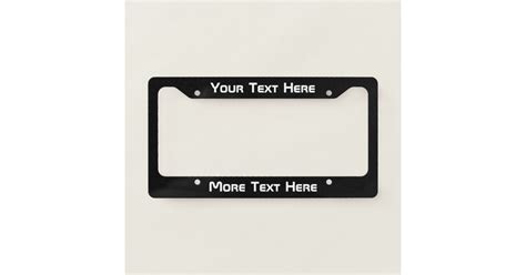 Custom White Text on Black License Plate Frame | Zazzle