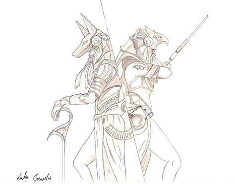 Anubis and Ra by DensetsuNoLuka on DeviantArt