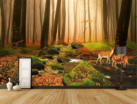 WDBH 3d Wallpaper Custom Photo Mural Primitive Forest Elk Landscape