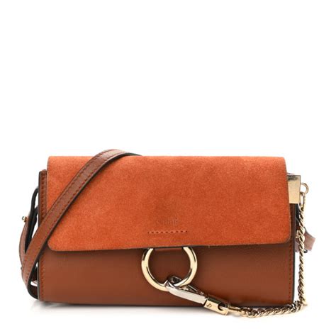 Chloe Suede Calfskin Mini Faye Shoulder Bag Tobacco 1012484 Fashionphile