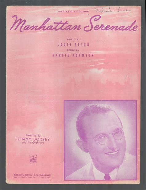 Manhattan Serenade 1942 Song Version Tommy Dorsey Vintage Sheet Music Ebay