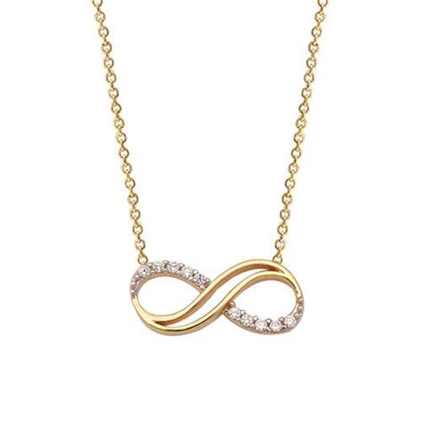 14k Real Solid Gold Infinity Necklace Cz Infinity Necklace Etsy