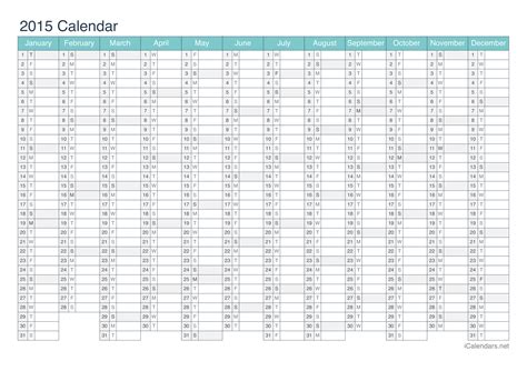 2015 Printable Calendar - PDF or Excel
