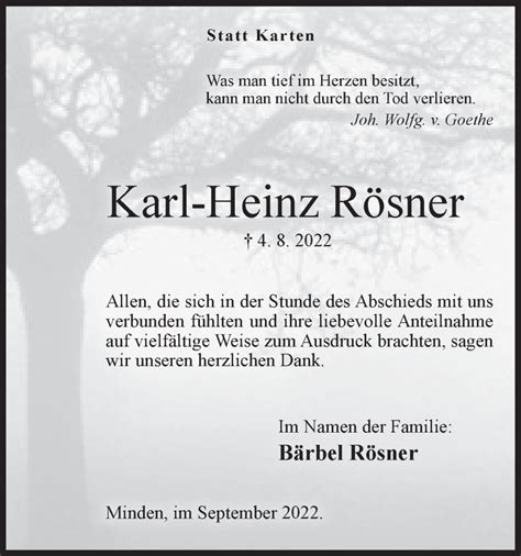 Traueranzeigen von Karl Heinz Rösner Trauer MT de