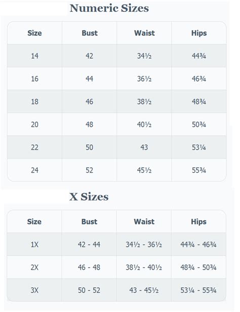 Pin On Brand Name Plus Size Charts