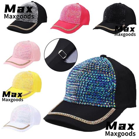 Maxg Shiny Sequins Cap Luxury Cotton Rhinestones Baseball Caps