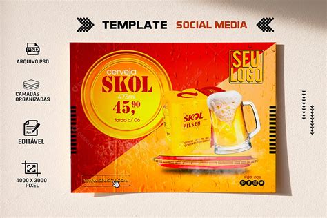 Post Cerveja Skol Social Media Psd Editável [download] Designi