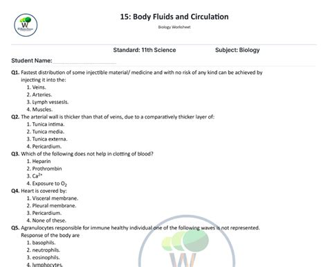 Body Fluids And Circulation Class Th Neet Revision Questions