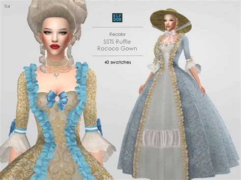 Ssts Ruffle Rococo Gown Rc Elfdor Sims Dresses Rococo Gown Sims