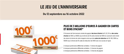 Le Jeu L Anniversaire Intermarch Millions D Euros Remporter En