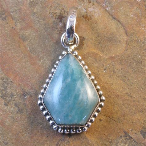 Sterling Silver Amazonite Pendant 16x19mm Transglobal Trading