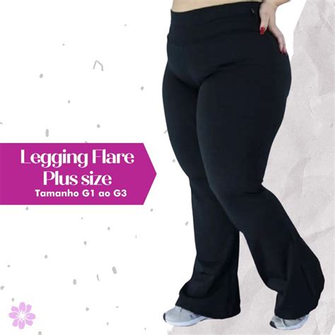 Calça Legging Plus Size Flare Bailarina Suplex Grossa Cintura Alta