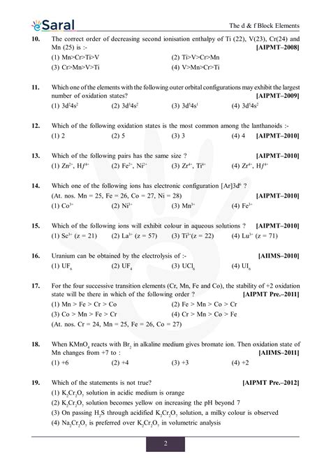 D F Block Neet Previous Year Questions With Complete Solutions