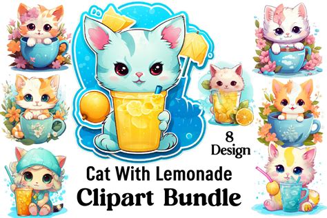 Cat with Lemonade Clipart Graphic by Bundle · Creative Fabrica