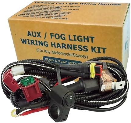 Auxpro Fog Light Wiring Harness Kit For Bike With Metal Switch For