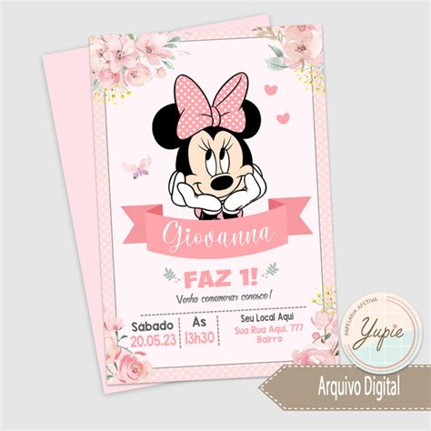 Convite Digital Minnie Rosa Mod Elo Produtos Especiais