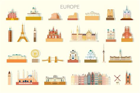 Premium Vector Travel Europe Famous Architectural Landmarks Isolated Set