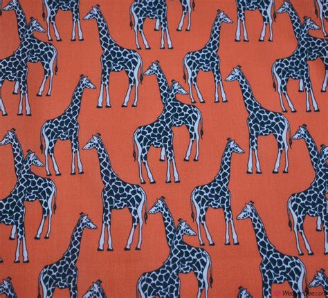 Giraffe Print Fabric On Orange Premier Print Poly Cotton Etsy