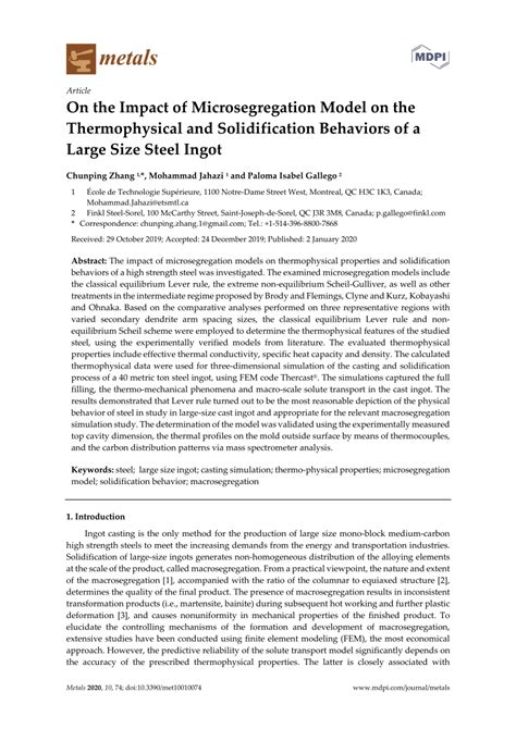 PDF On The Impact Of Microsegregation Model On The Thermophysical And