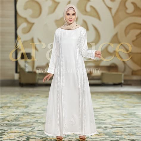 Jual Aralluce Baju Gamis Putih Wanita Kekinian Terbaru Arl Dress