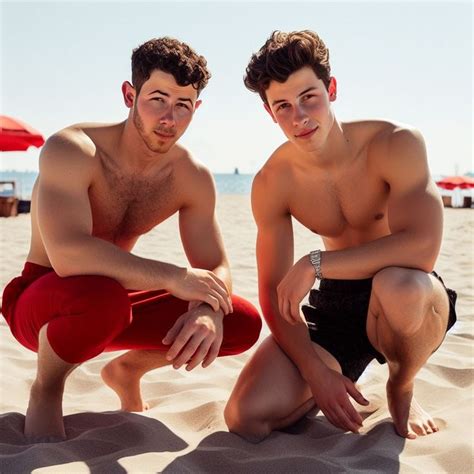 Two Young Men Sitting On The Sand At The Beach