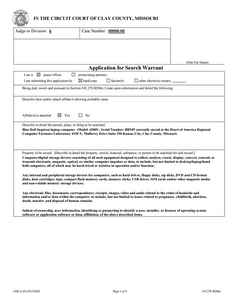 Sample Application For Search Warrant Pdf — Rcfl