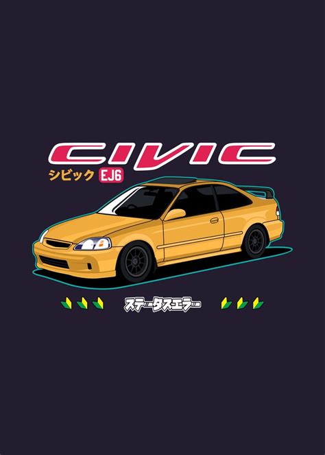 Civic Ej6 Jdm Classic Poster Picture Metal Print Paint By Masje