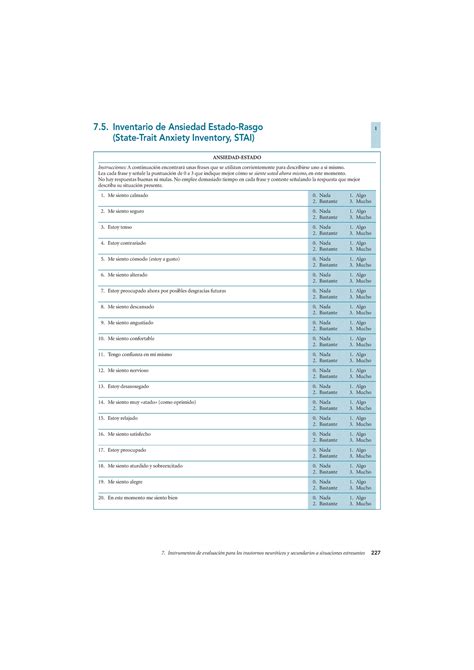 Cuestionario Stai Cuestionario Para Medir Ansiedad Ansiedad Estado