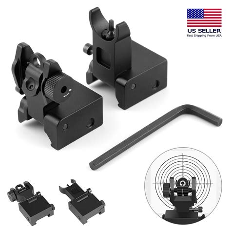 Tactical Folding Front Rear Back Up Iron Sight Flip Up Sights Set Picatinny Rail Ebay