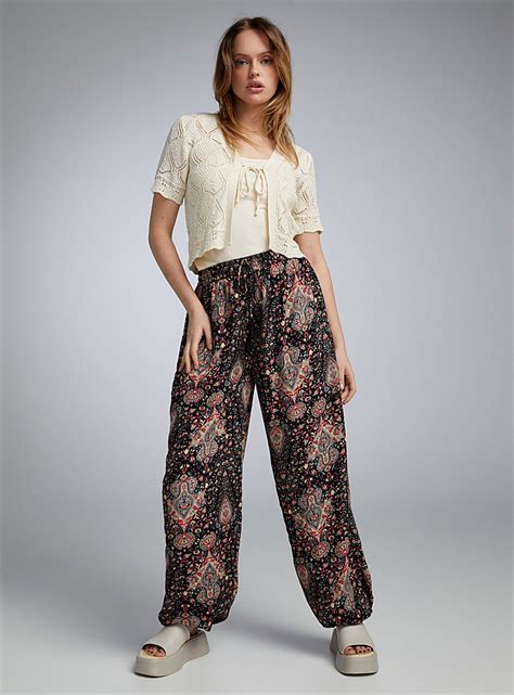 Artistic Flowers Silky Jogger Twik Shop Womens Casual Pants Online