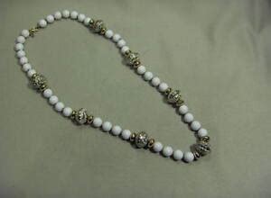 Vintage Costume Jewelry Alabaster Gold Beads Necklace | eBay