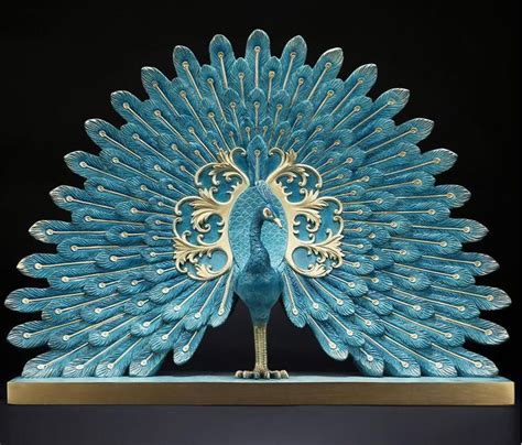 5690us 2019 New Chinese Modern Metal Copper Peacock Sculpture