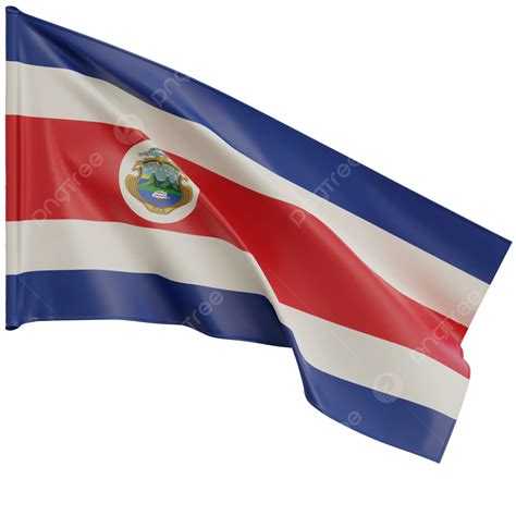 Costa Rica Flag Waving Costa Rica Flag With Pole Costa Rica Flag