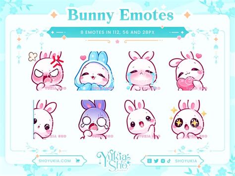 Bunny Twitch Emote Pack White Cute Twitch Emotes Cute Bunny Emote