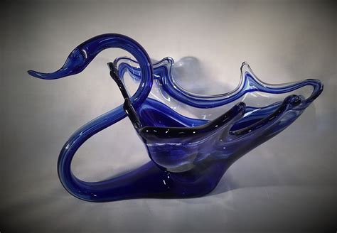 Vintage Large Italian Murano Cobalt Blue Glass Swan Art Glass Etsy