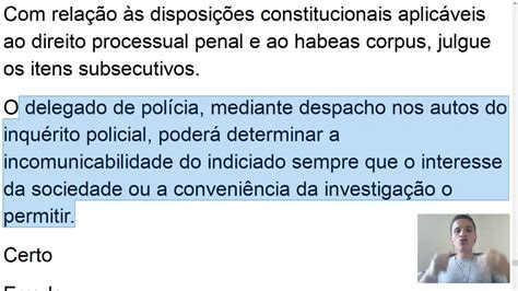 Aula Processo Penal Inqu Rito Policial Art Incomunicabilidade