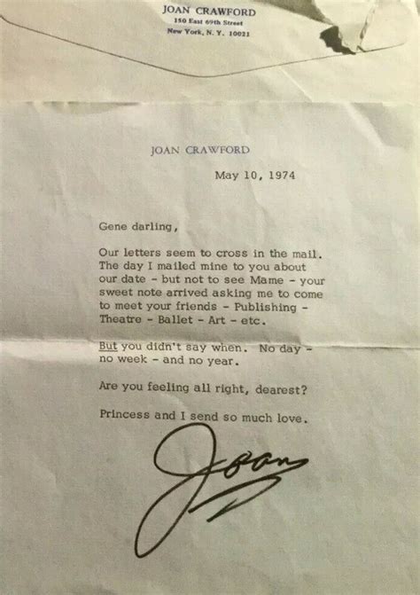 Joan Crawford Letters 1974