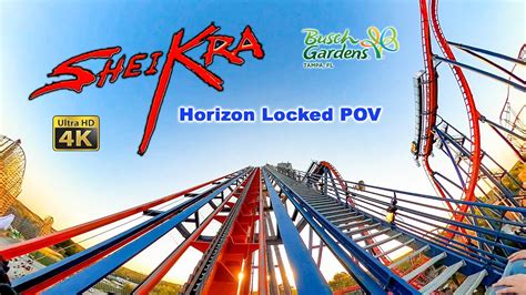 Sheikra Roller Coaster On Ride Front Row Horizon Locked K Pov Busch