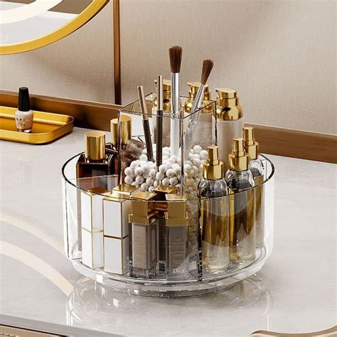 LINFIDITE 360 Rotating Makeup Organizer Spinning Cosmetic Display Cases