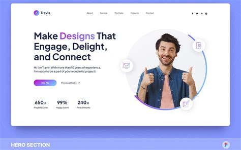 Travis Personal Portfolio Hero Section Figma Template