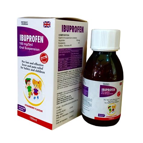 Ibuprofen Oral Suspension 100mg 5ml 100ml Vega Uk Meldinpharma