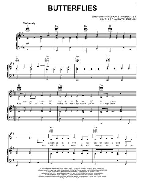 Download Kacey Musgraves 'Butterflies' Sheet Music, Chords & Lyrics ...