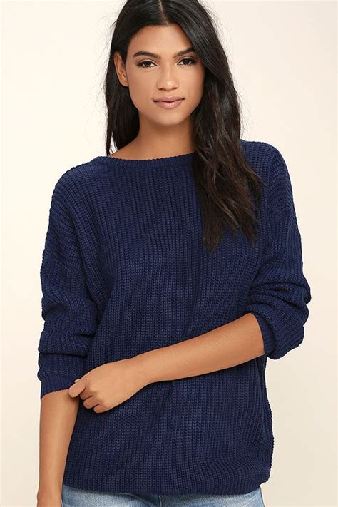 Island Ferry Navy Blue Sweater Navy Blue Sweater Knitting Women