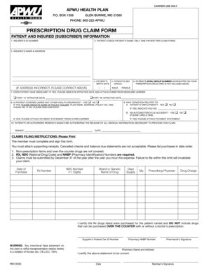 Fillable Online PRESCRIPTION DRUG CLAIM FORM Bapwuhpcomb Fax Email