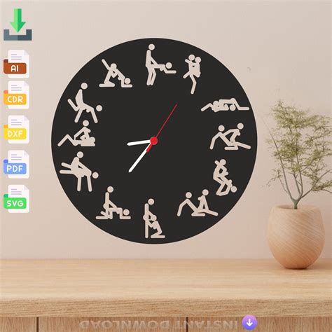 Wall Decoration Kamasutra Positions Clock Laser Cut Svg Dxf