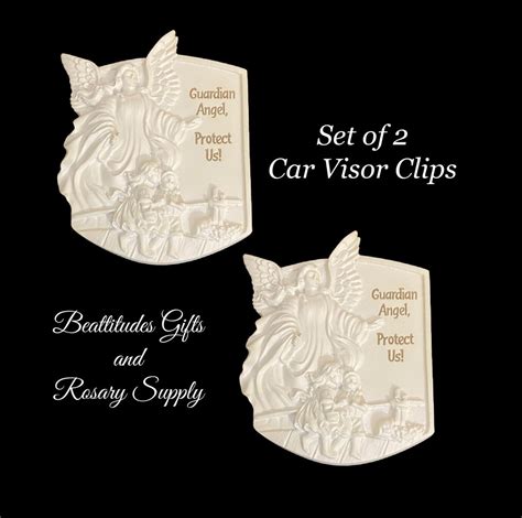 GUARDIAN ANGEL Car Visor Clip Set Of 2 Ceramic ANGEL Gifts Protect Us